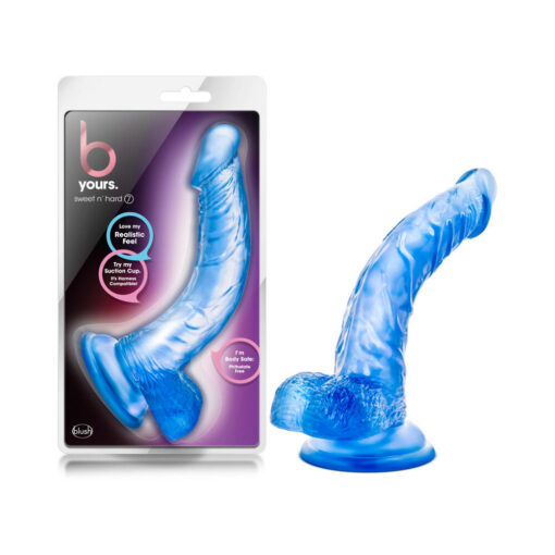 B Yours Sweet 'n Hard 7 Realistic 8.5 in. Dildo with Balls Blue