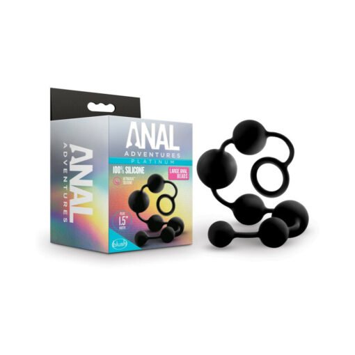 Anal Adventures Platinum Silicone Large Anal Beads Black