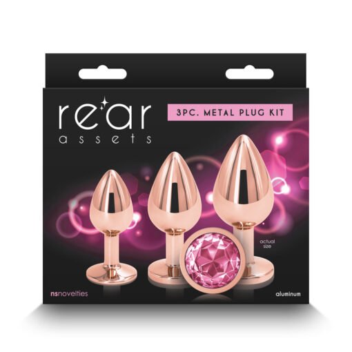 Rear Assets 3-Piece Metal Plug Kit Rose Gold-Pink