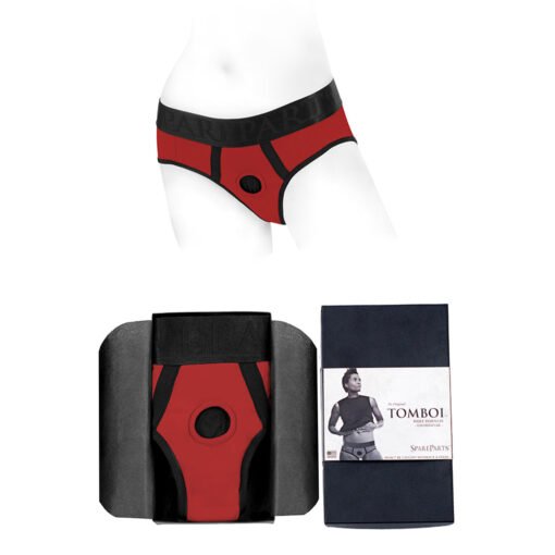 SpareParts Tomboi Nylon Briefs Harness Red-Black Size XS