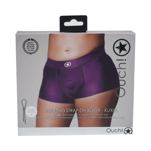 Ouch! Vibrating Strap-on Boxer Purple XL-XXL