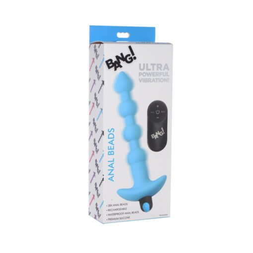 BANG! Vibrating Silicone Anal Beads & Remote Control Blue