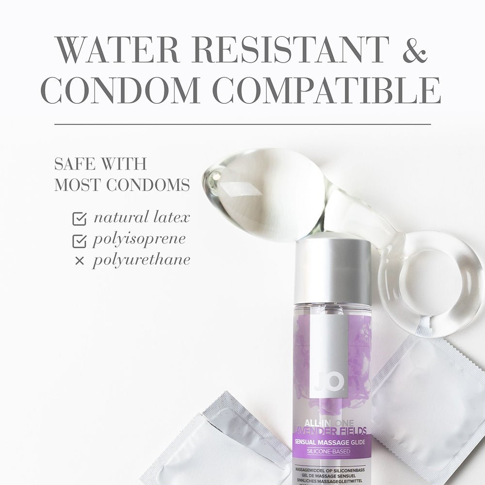 JO All-In-One Sensual Massage Glide Lavender 4 oz. - Image 3