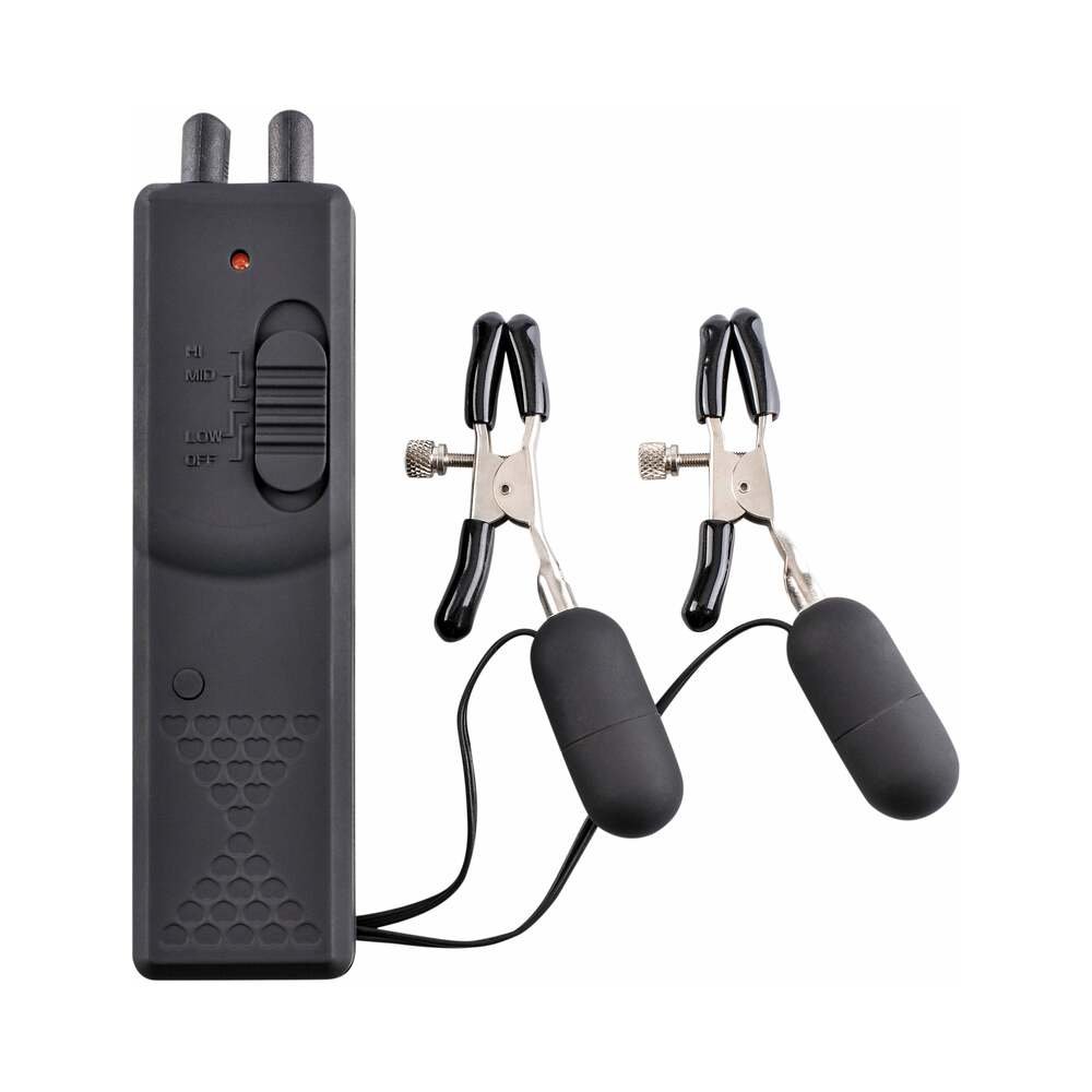 Fetish Fantasy Series Adjustable Vibrating Nipple Clamps Black - Image 2