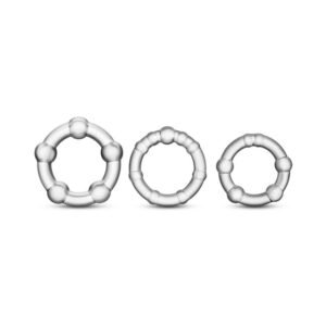 Alternative view of Stay Hard Beaded Cockrings 3-Piece Set Clear