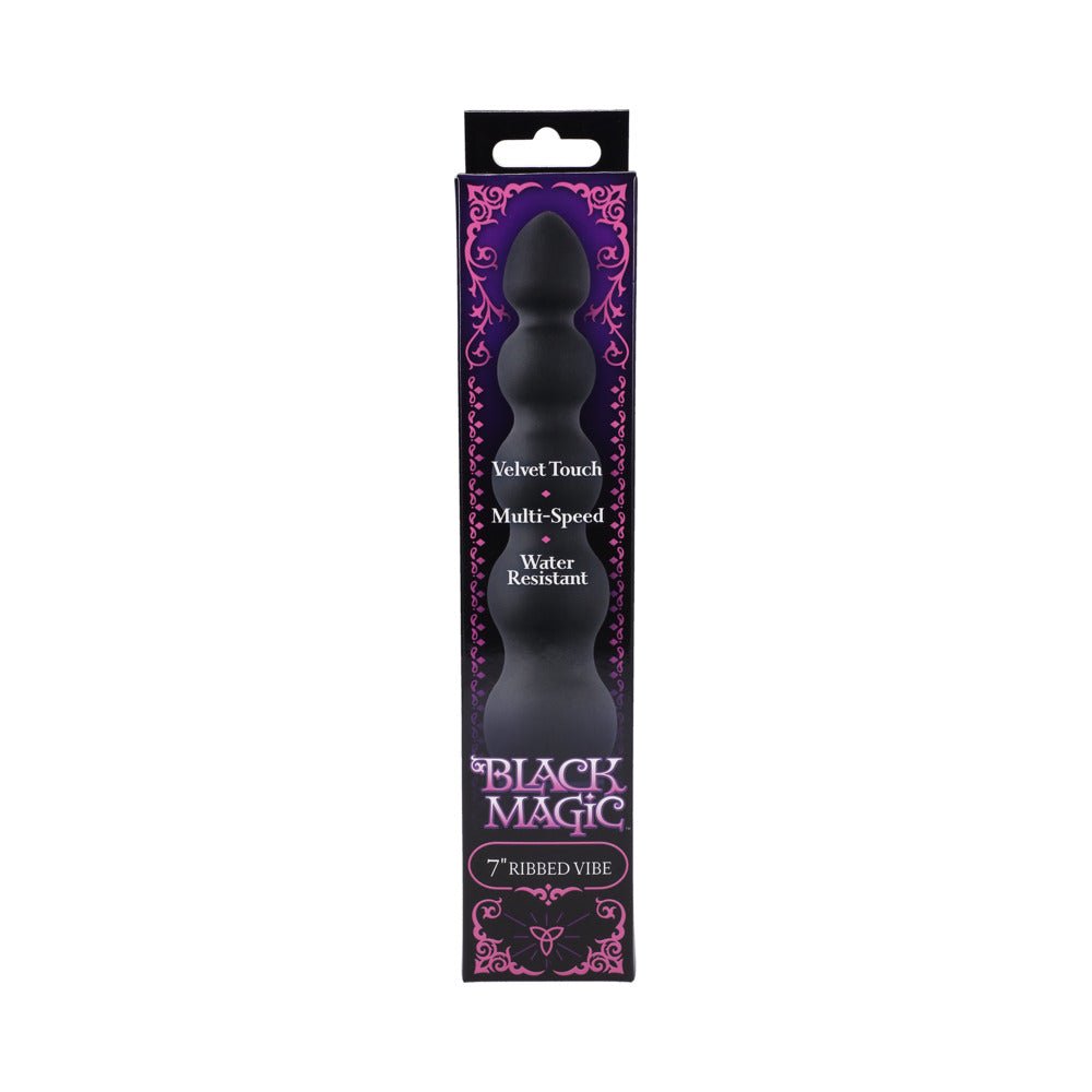 Black Magic 7in Ribbed Vibrator – alternate view 3