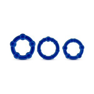 Alternative view of Stay Hard Beaded Cockrings 3-Piece Set Blue