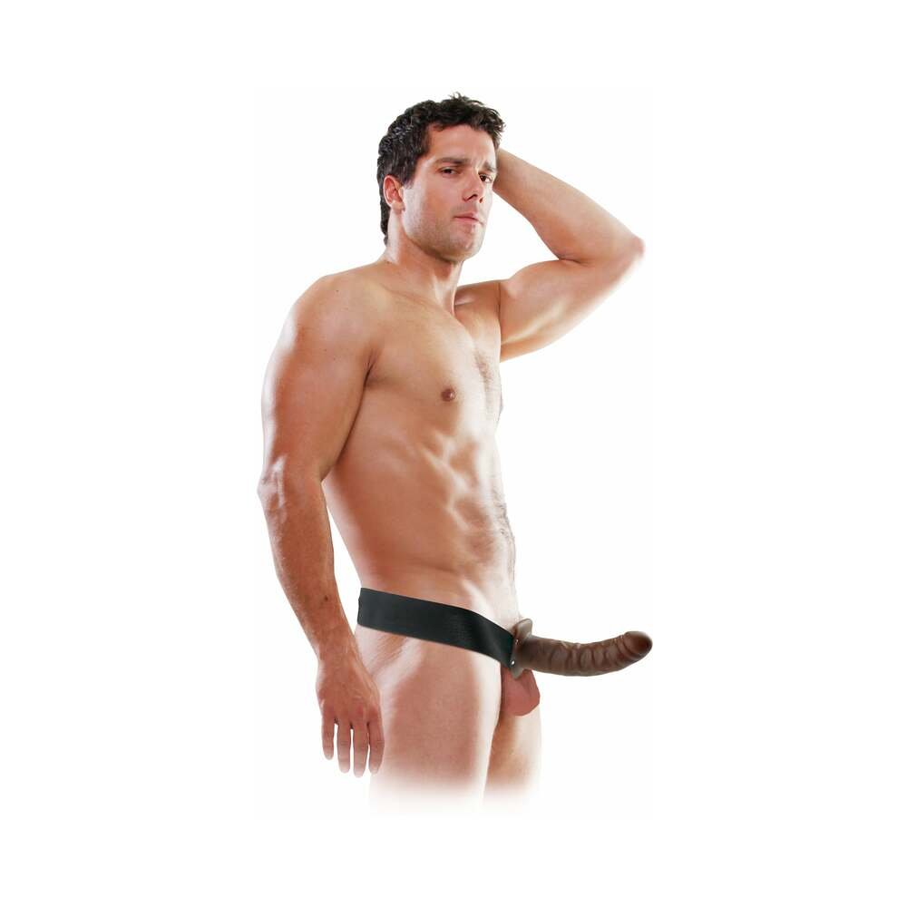 Fetish Fantasy Series 8 in. Hollow Strap-On Brown/Black – alternate view 4