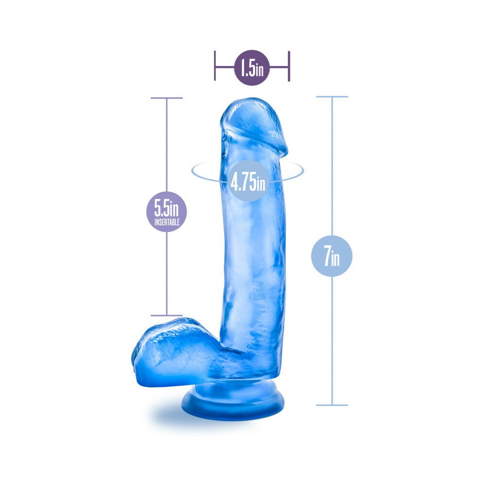 B Yours Sweet ''n Hard 1 Realistic 7 in. Dildo with Balls Blue – alternate view 6