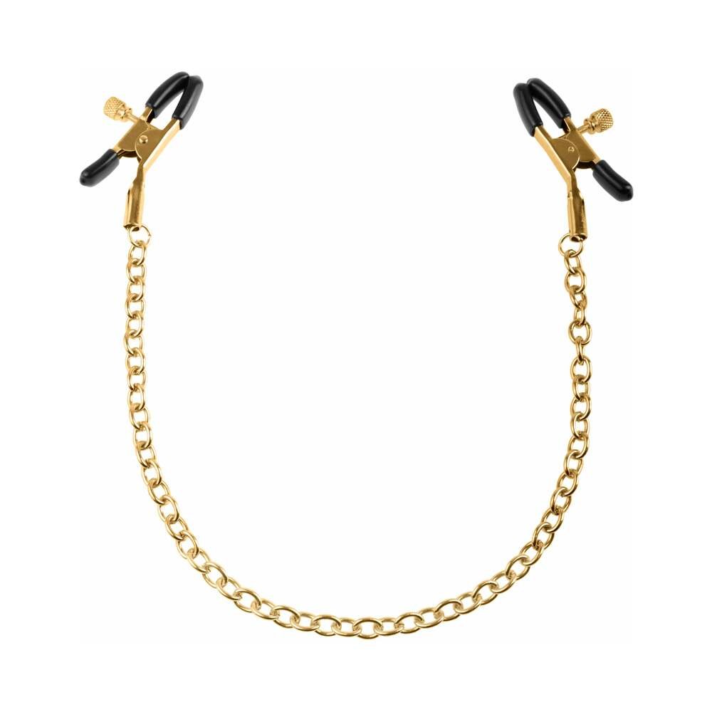 Fetish Fantasy Gold Adjustable Nipple Clamps With Chain Gold/Black – alternate view 1