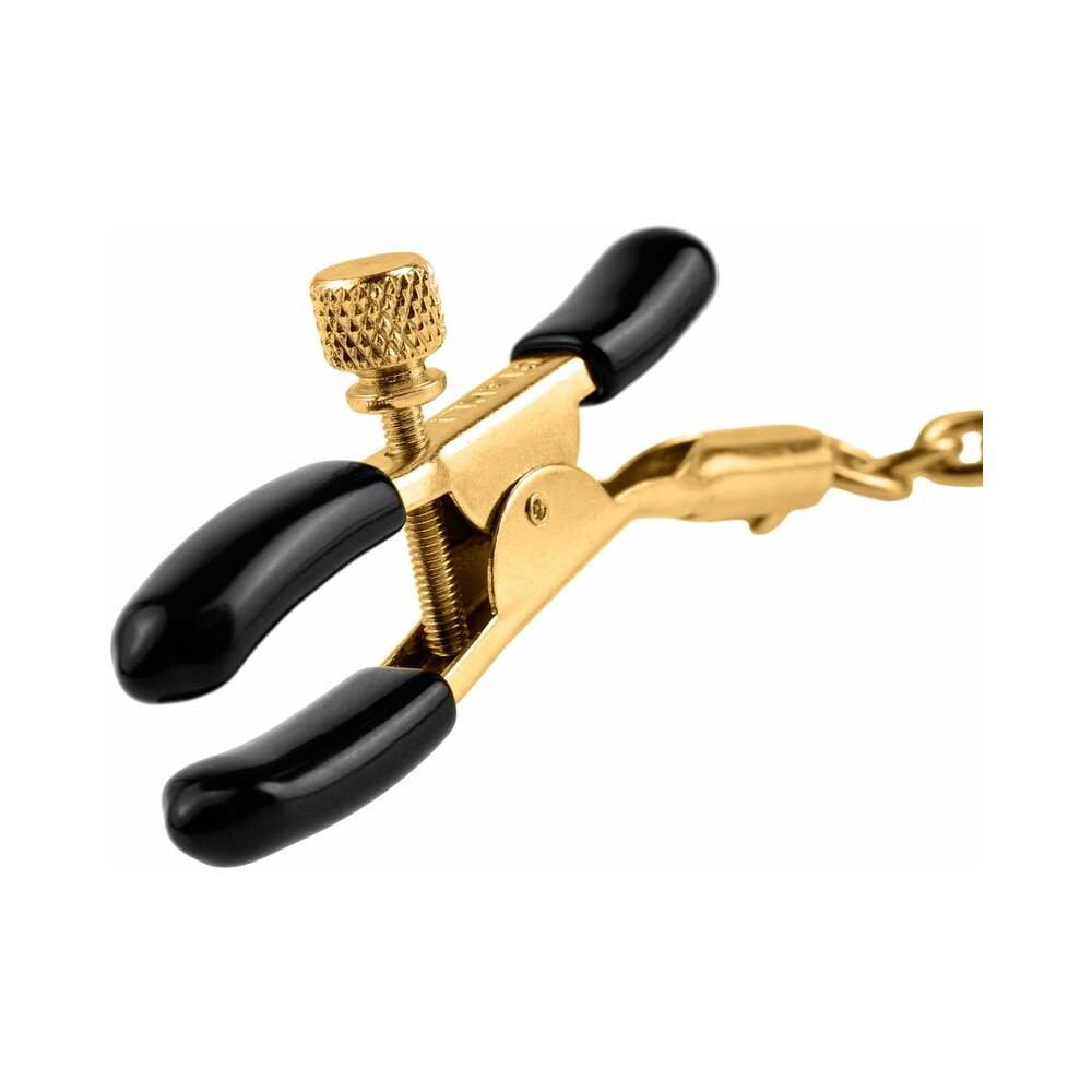 Fetish Fantasy Gold Adjustable Nipple Clamps With Chain Gold/Black – alternate view 2