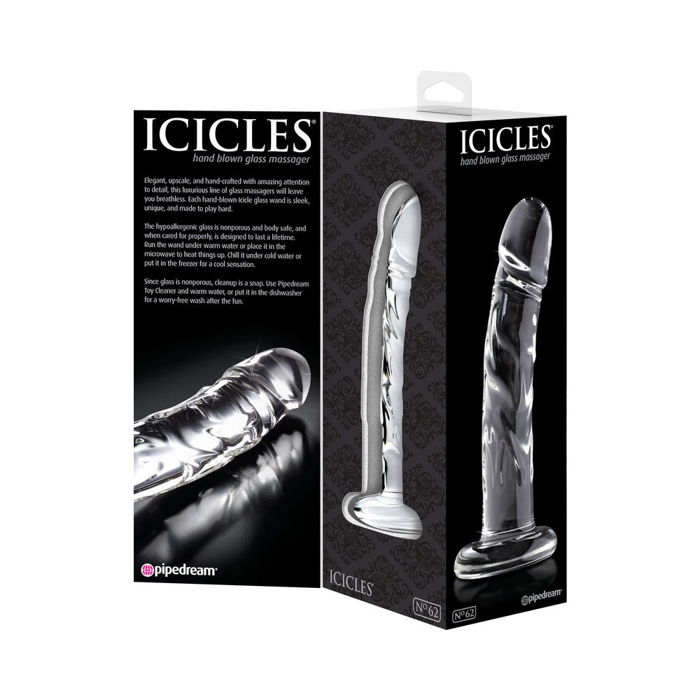 Icicles No. 62 Curved Realistic 6.5 in. Glass Dildo Clear – alternate view 4