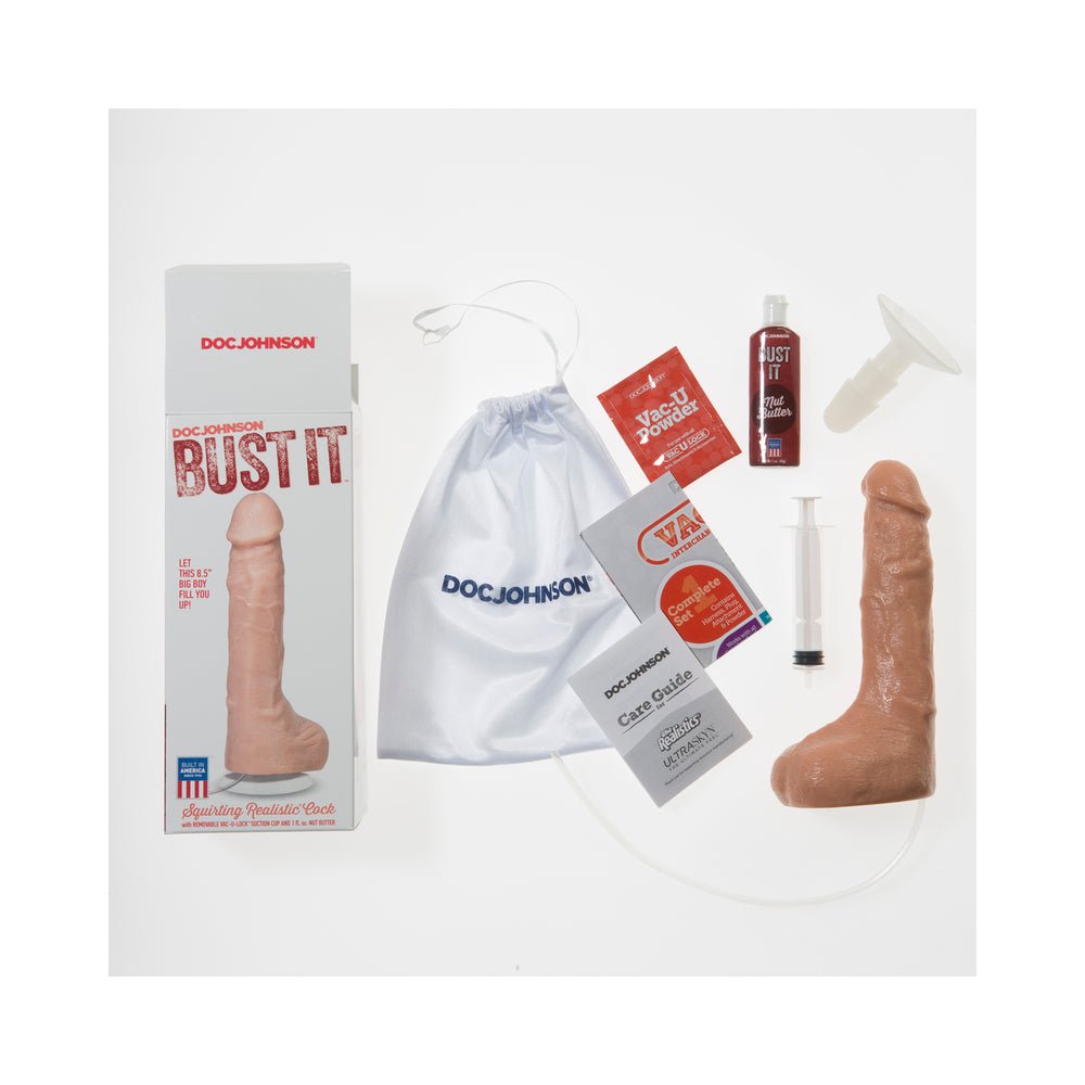 Bust It Squirting Realistic Cock White w/1oz Nut Butter - Image 5