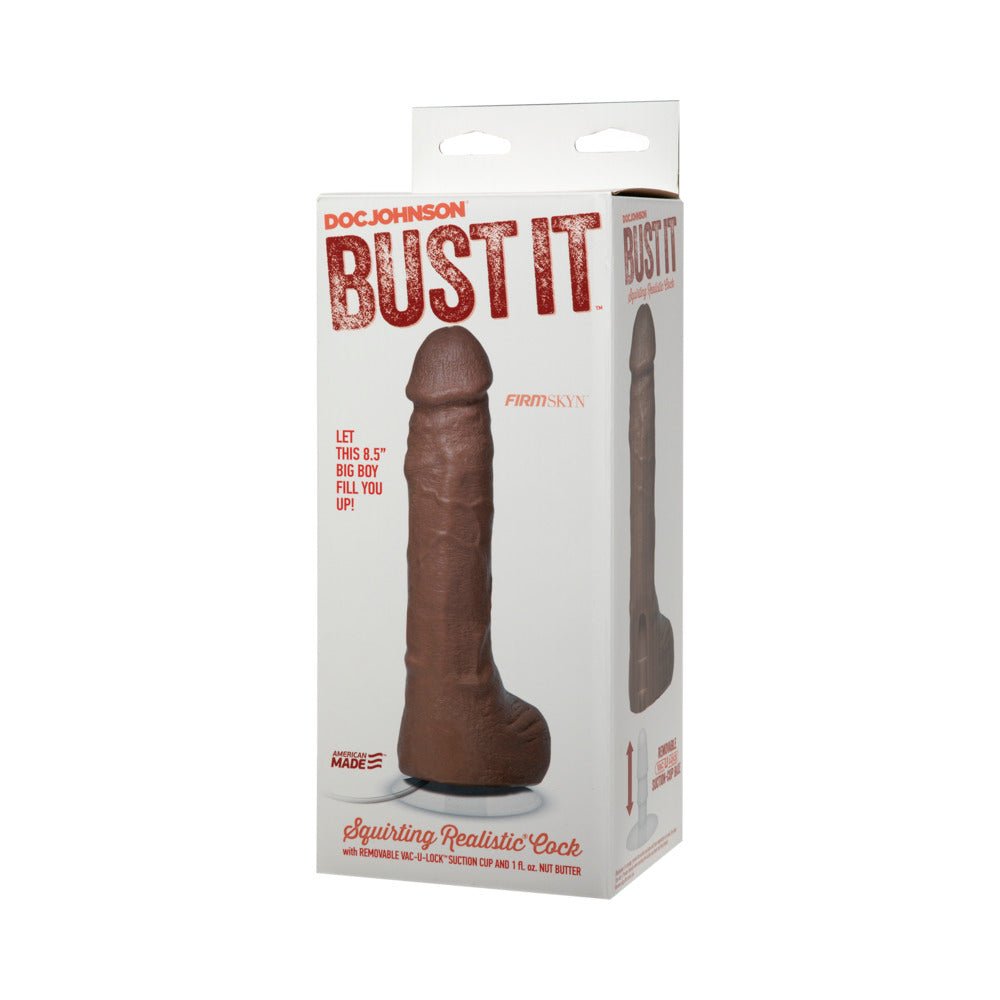 Bust It Squirting Realistic Cock Brown w/1oz Nut Butter – alternate view 6