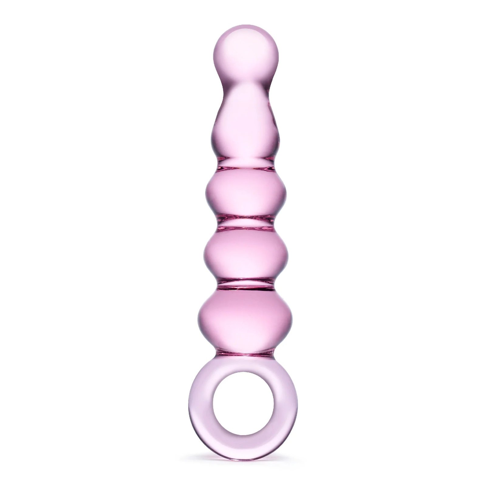 Glas 7.5 in. Quintessence Beaded Anal Slider Glass Dildo with Ring Handle – alternate view 1