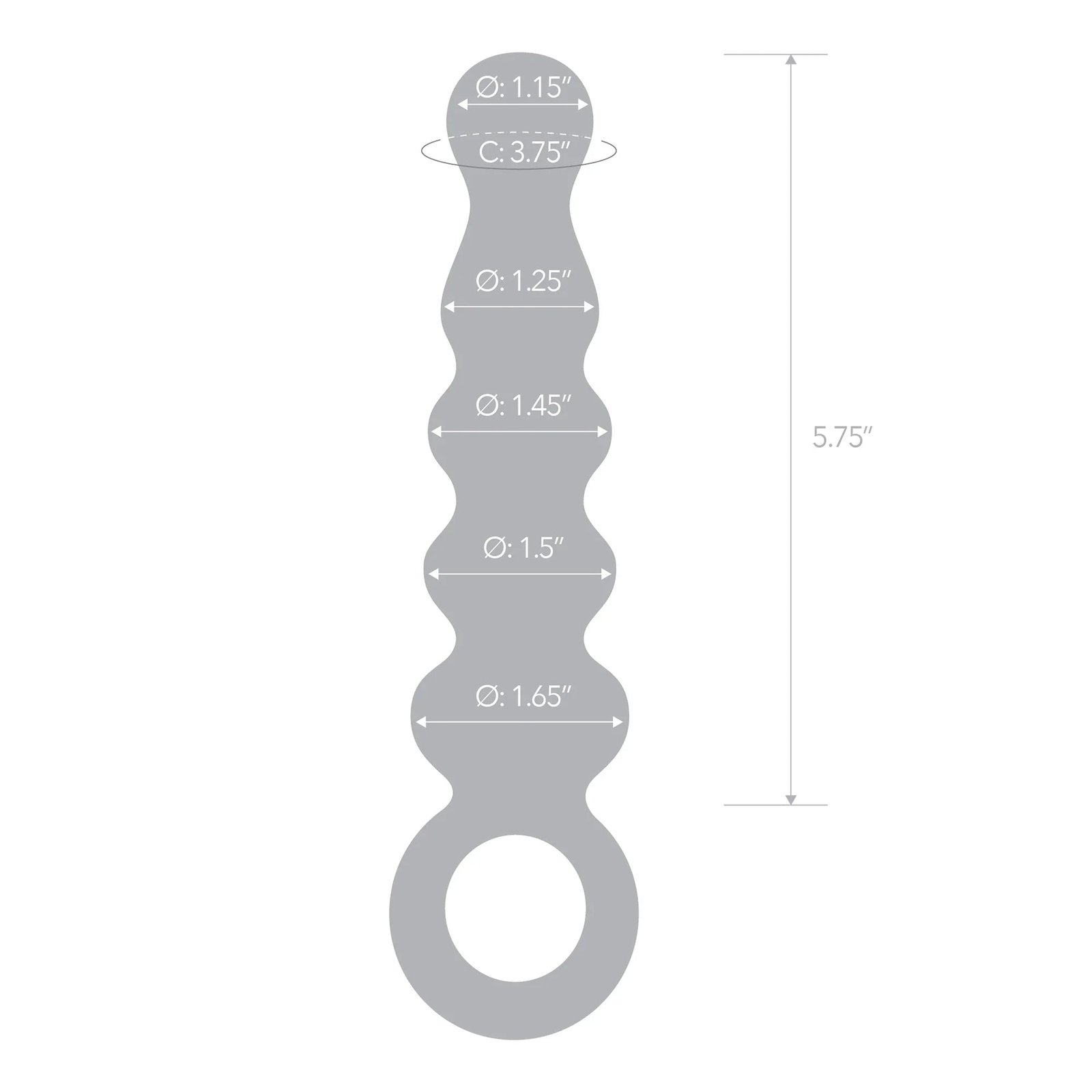 Glas 7.5 in. Quintessence Beaded Anal Slider Glass Dildo with Ring Handle – alternate view 6