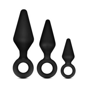 Alternative view of Luxe Night Rimmer 3-Piece Silicone Anal Plug Kit Black