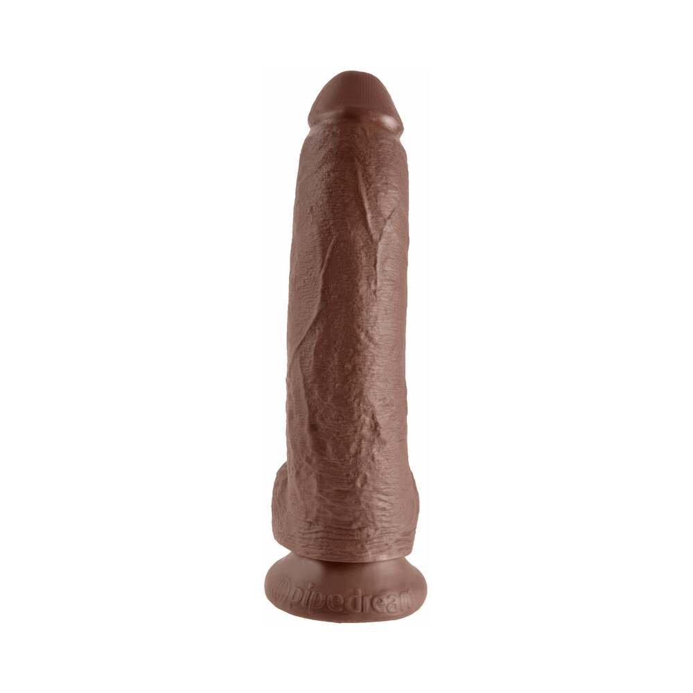 King Cock 9 in. Cock With Balls Realistic Suction Cup Dildo Brown – alternate view 1