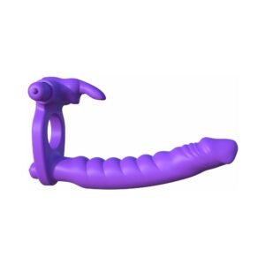 Alternative view of Fantasy C-Ringz Double Penetrator Vibrating Rabbit Dual Entry Cockring Purple