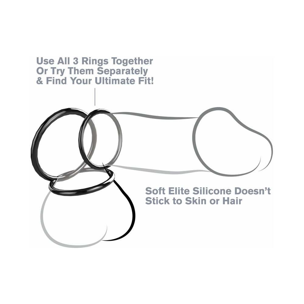 Fantasy C-Ringz Silicone 3-Ring Stamina Set Black – alternate view 2
