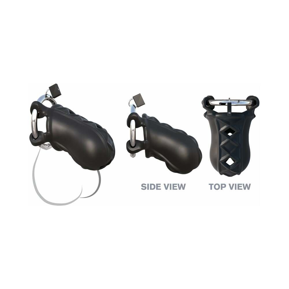 Fantasy C-Ringz Extreme Silicone Cock Blocker Locking Chastity Cage Black - Image 7