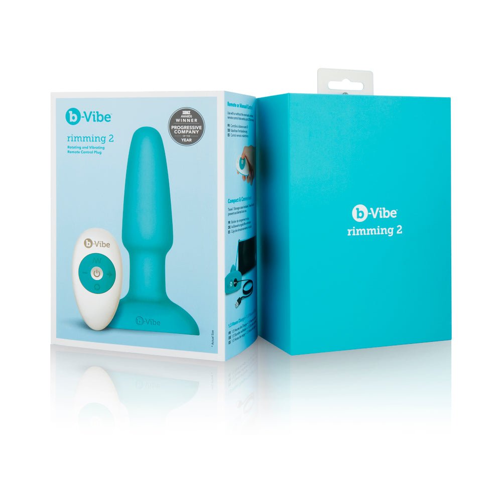 b-Vibe Rimming 2 Rotating and Vibrating Remote Control Plug Teal – alternate view 8