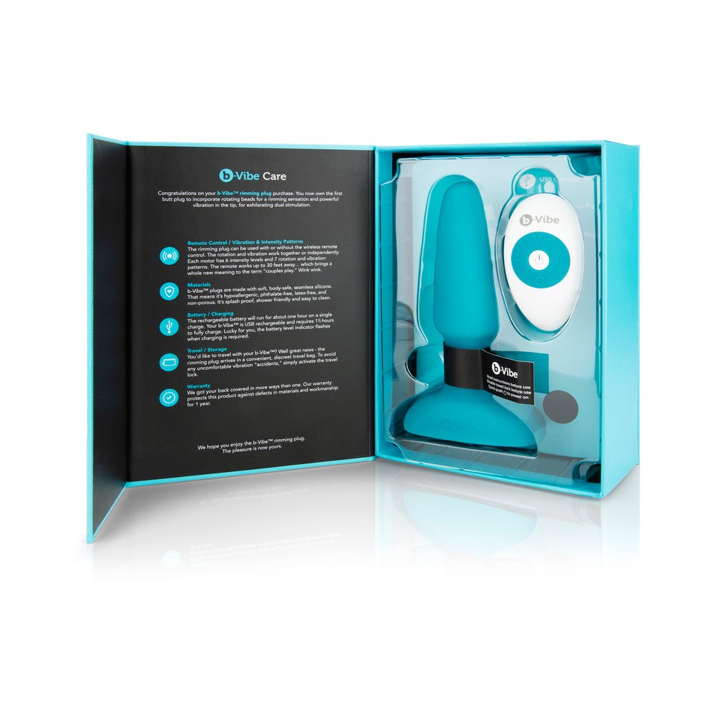 b-Vibe Rimming 2 Rotating and Vibrating Remote Control Plug Teal – alternate view 9
