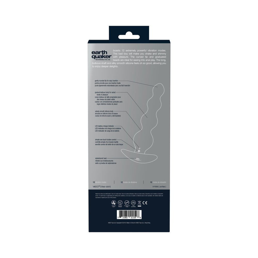 VeDO Earth Quaker Anal Vibe - Just Black - Men's - Image 9