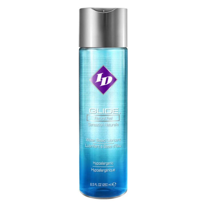 ID Glide water-based lubricant 8.5 fl oz clear liquid bottle with disc cap