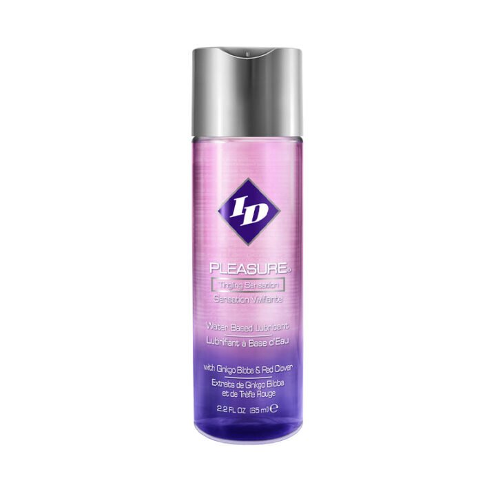 ID Pleasure Lubricant 2.2 fl oz clear liquid bottle with disc cap, tingling sensation formula
