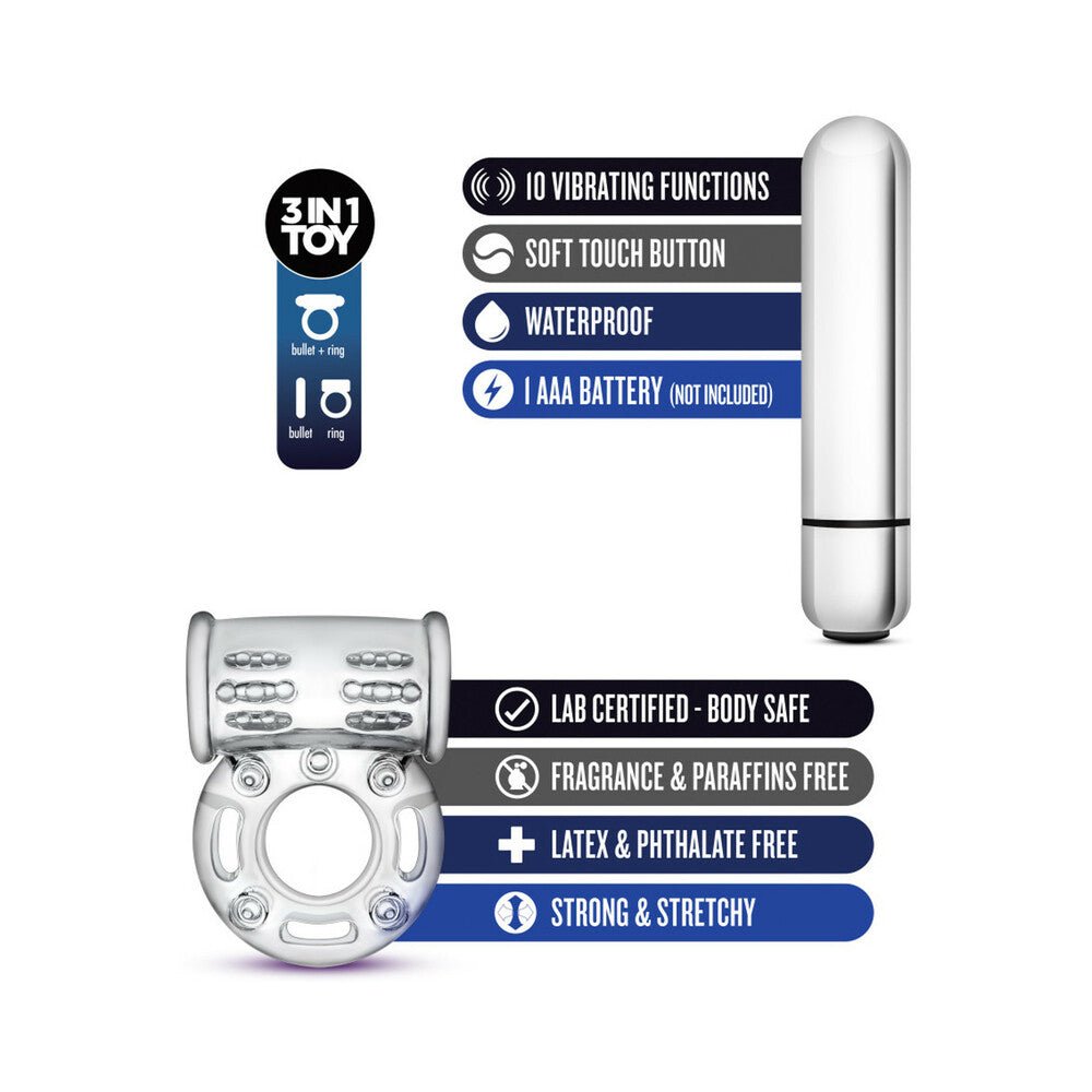 Stay Hard 10 Function Vibrating Bull Ring Clear - Image 6
