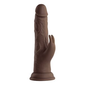 Alternative view of FemmeFunn Vortex Turbo Rabbit 2.0 8 in. Dual Stimulation Vibrating Dildo Brown