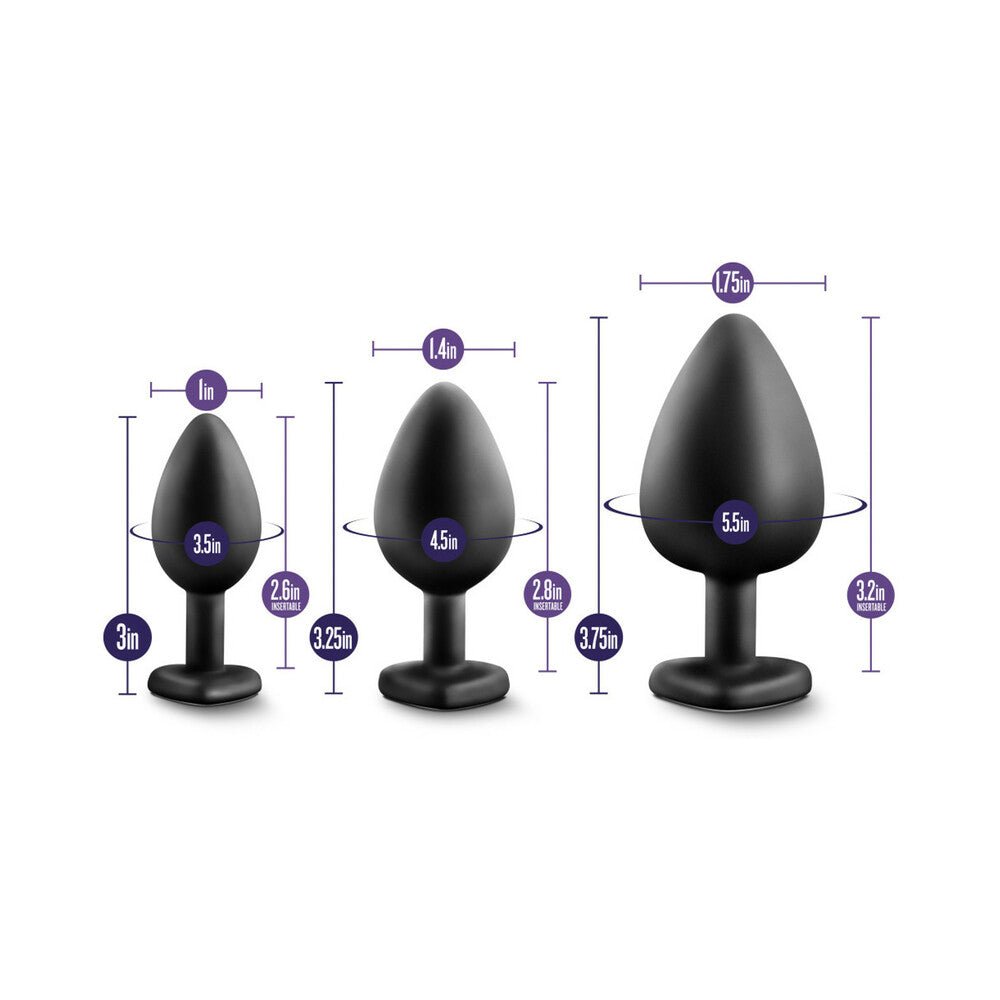Luxe 3-Piece Bling Plug Training Kit with White Gem Base Black - Image 7