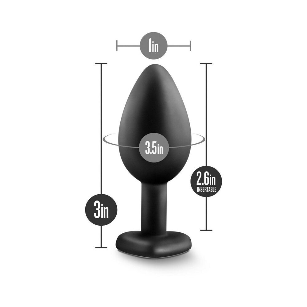 Temptasia Bling Anal Plug with Heart-Shaped Gem Base Small Black - Image 7