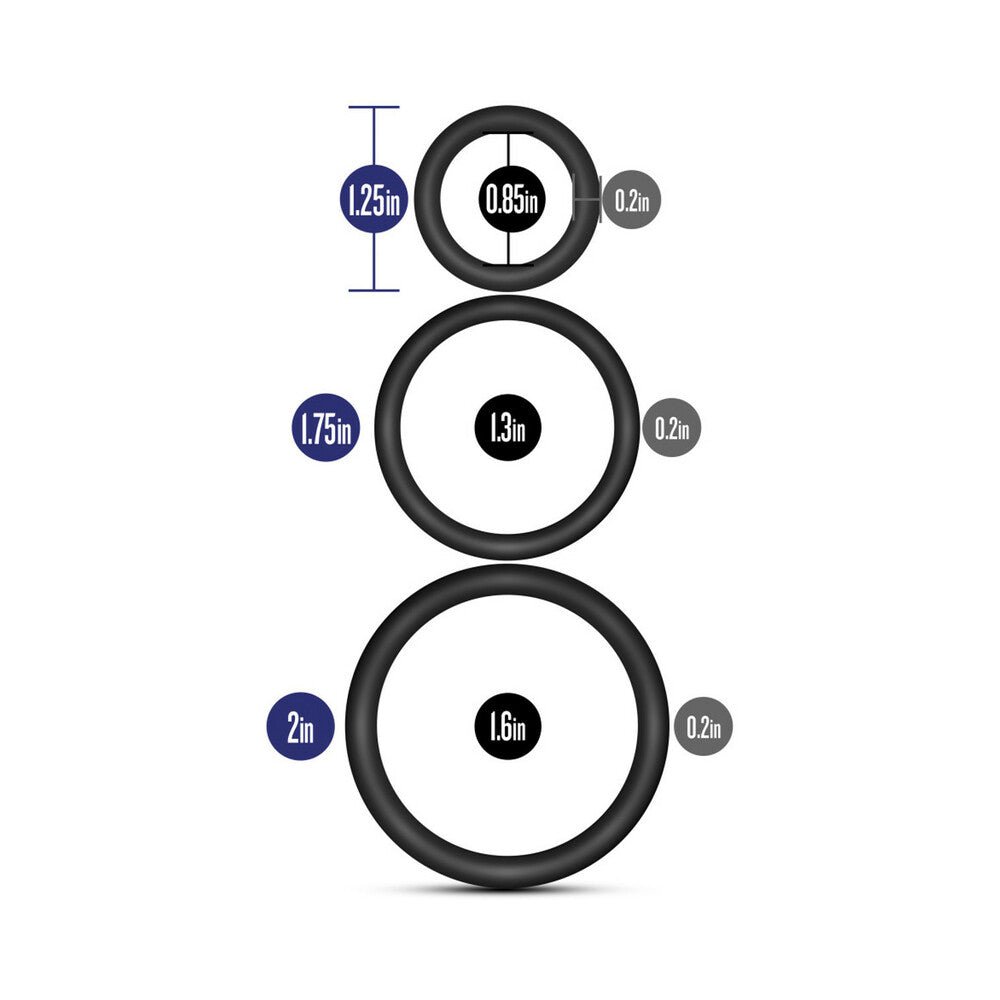 Performance VS4 Pure Premium Silicone Cockrings 3-Pack Set Black - Image 5