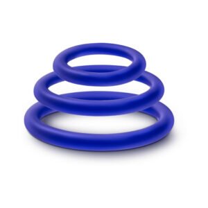 Alternative view of Performance VS4 Pure Premium Silicone Cockrings 3-Pack Set Indigo