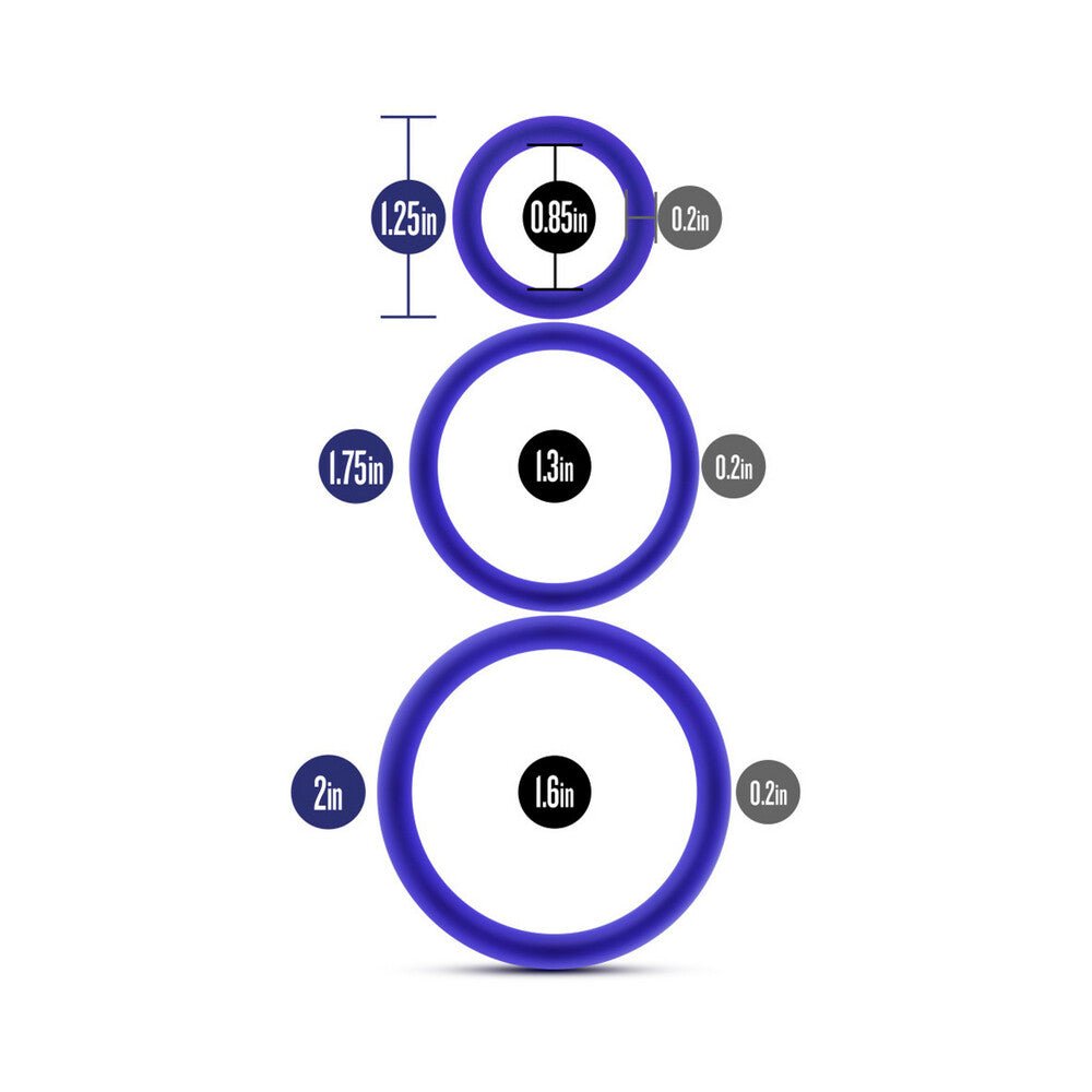 Performance VS4 Pure Premium Silicone Cockrings 3-Pack Set Indigo - Image 7