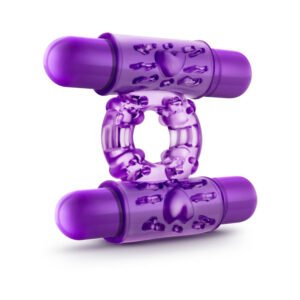 Alternative view of Play with Me Double Play Dual Vibrating Cockring Purple
