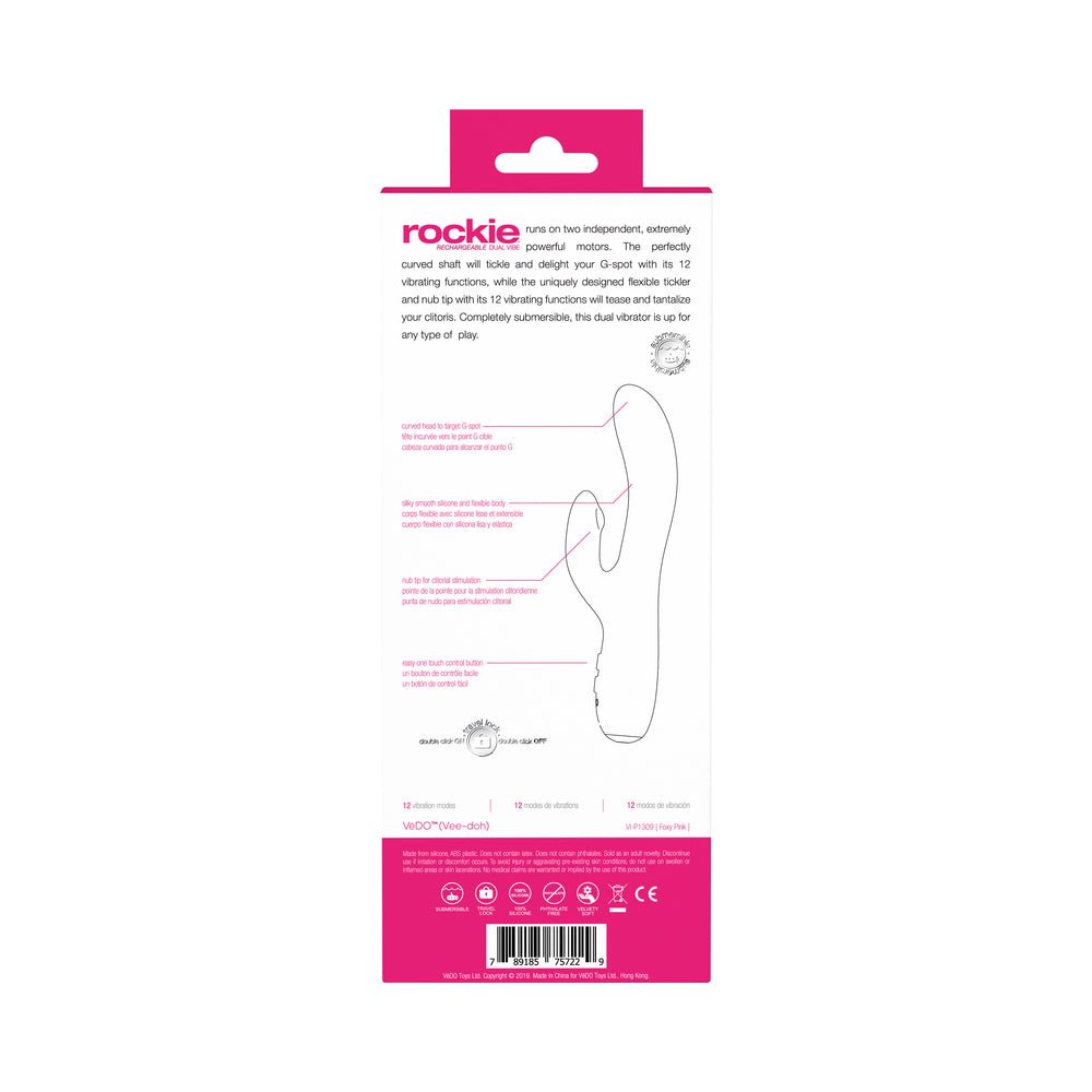 VeDO Rockie Rechargeable Dual Vibe - Foxy Pink - Image 8