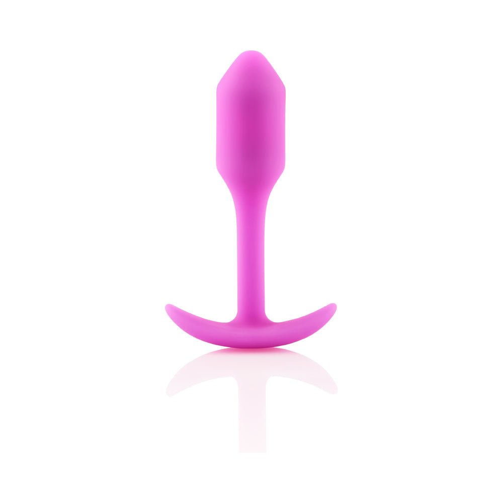 b-Vibe Snug Plug 1 Weighted Silicone Anal Plug Fuchsia - Image 3