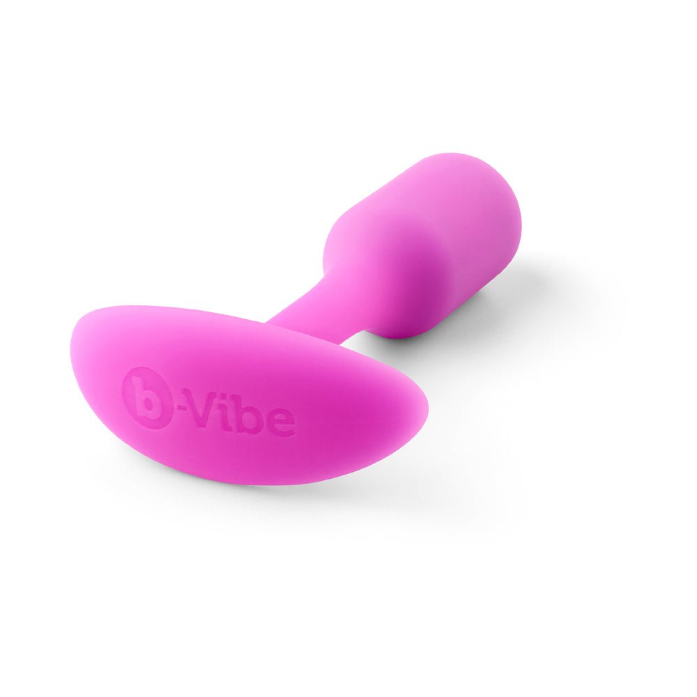 b-Vibe Snug Plug 1 Weighted Silicone Anal Plug Fuchsia - Image 5