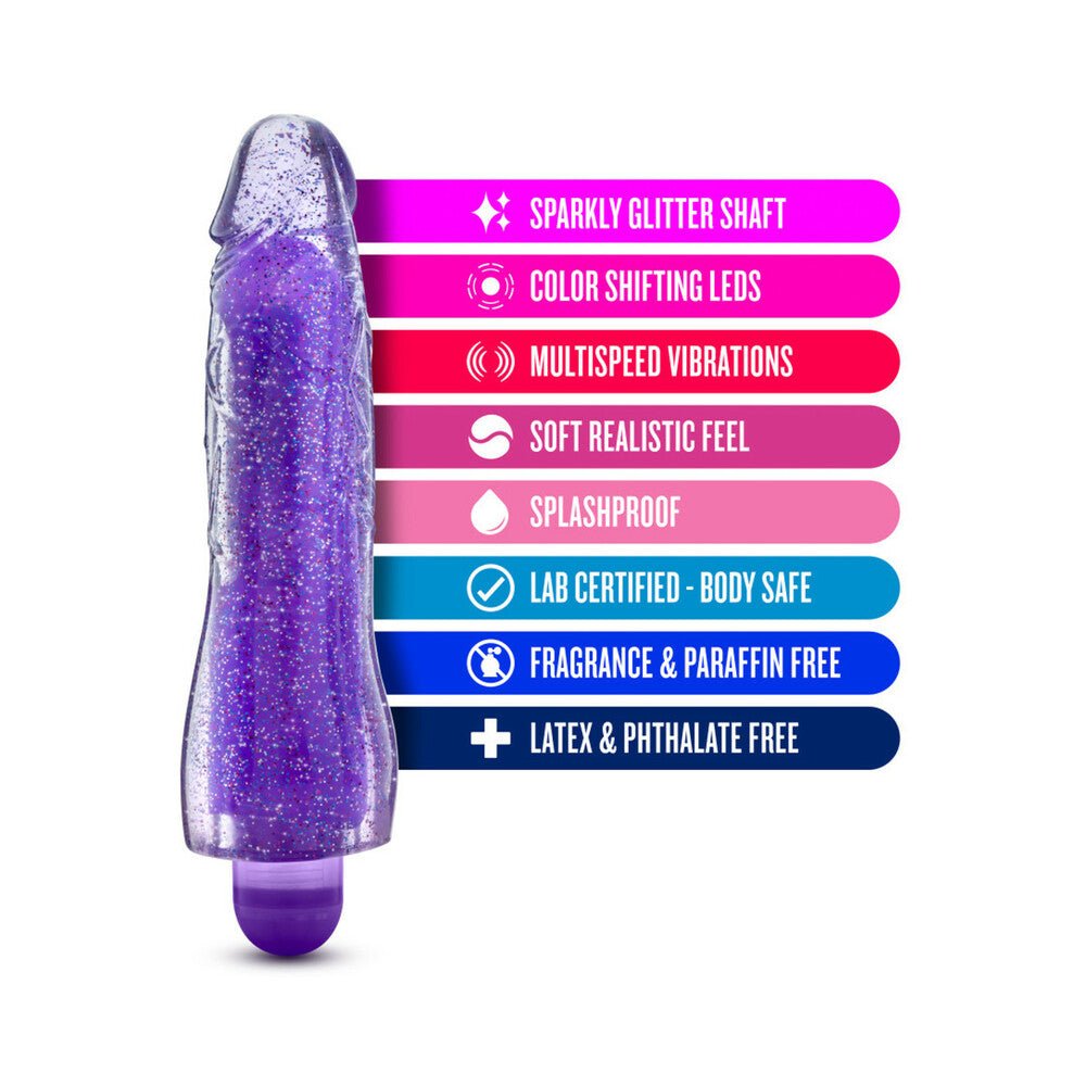 Glow Dicks Molly Color Changing 8 in. Vibrating Dildo Glitter Purple - Image 7