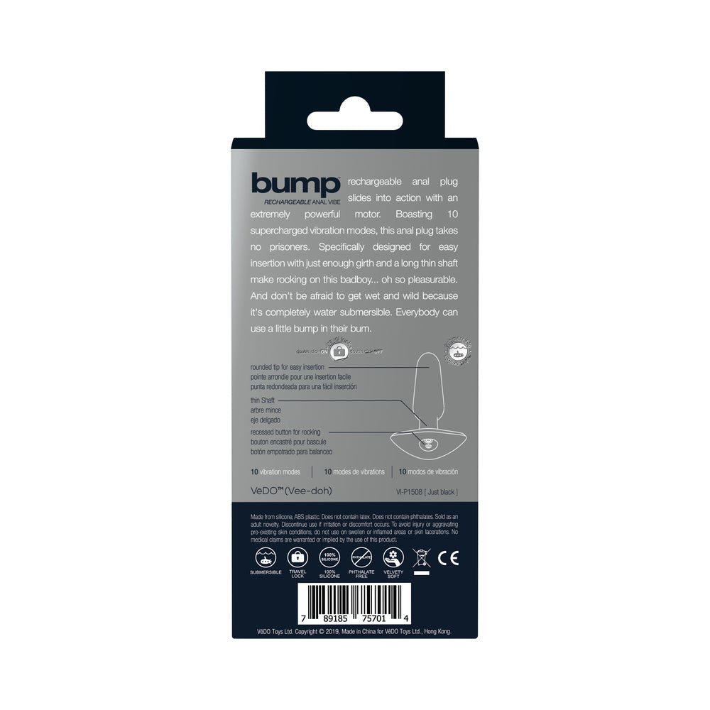 VeDO Bump Rechargeable Anal Vibe - Just Black - Image 8