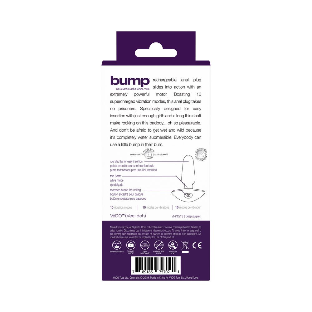 VeDO Bump Rechargeable Anal Vibe - Deep Purple - Image 8