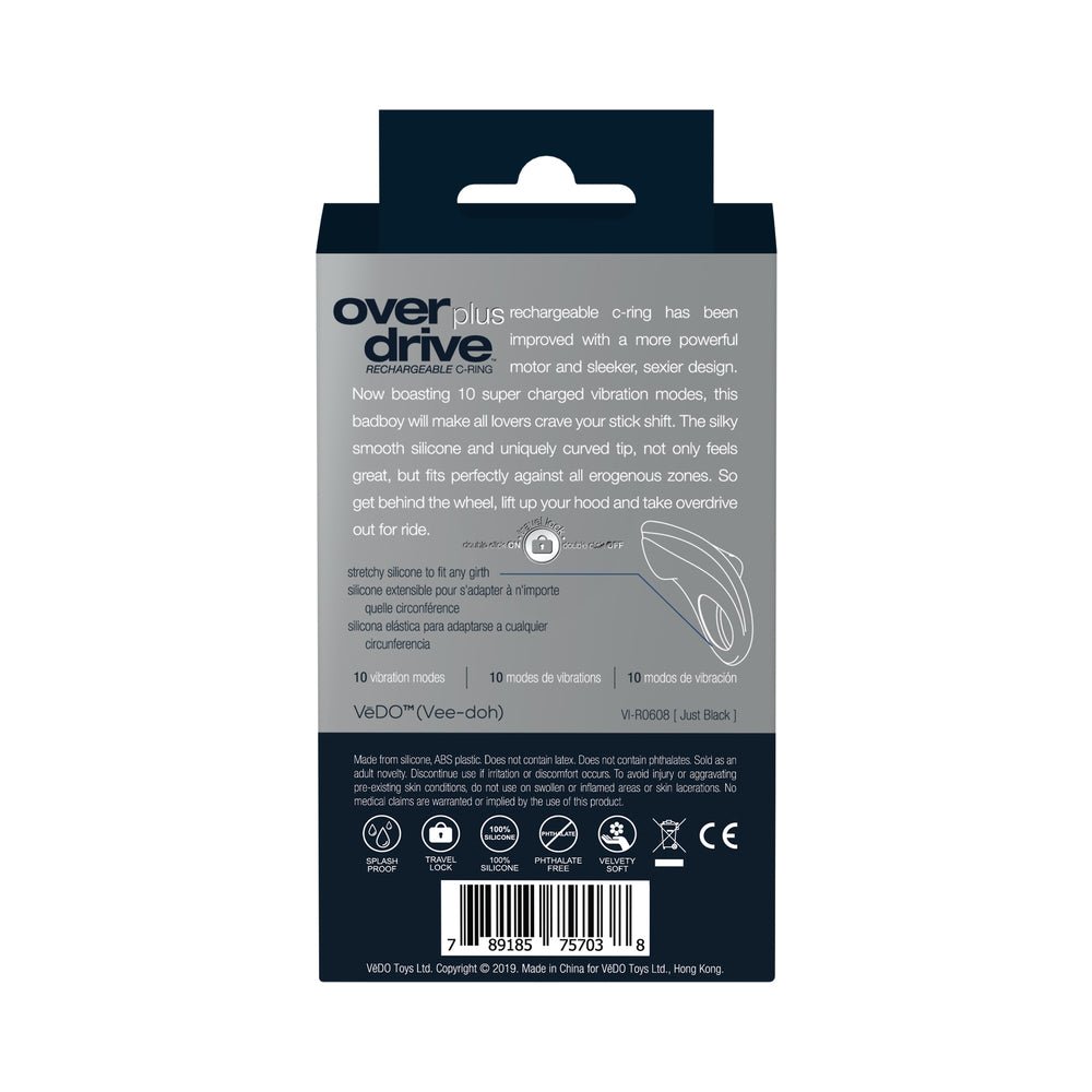 VeDO Overdrive+ Rechargeable Vibrating Ring - Just Black - Image 8