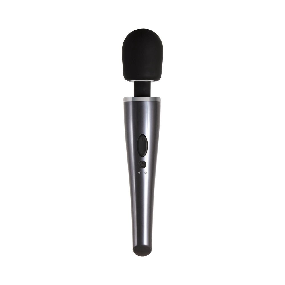 Evolved Mighty Metallic Wand Rechargeable Silicone Wand Vibrator Chrome/Black - Image 2