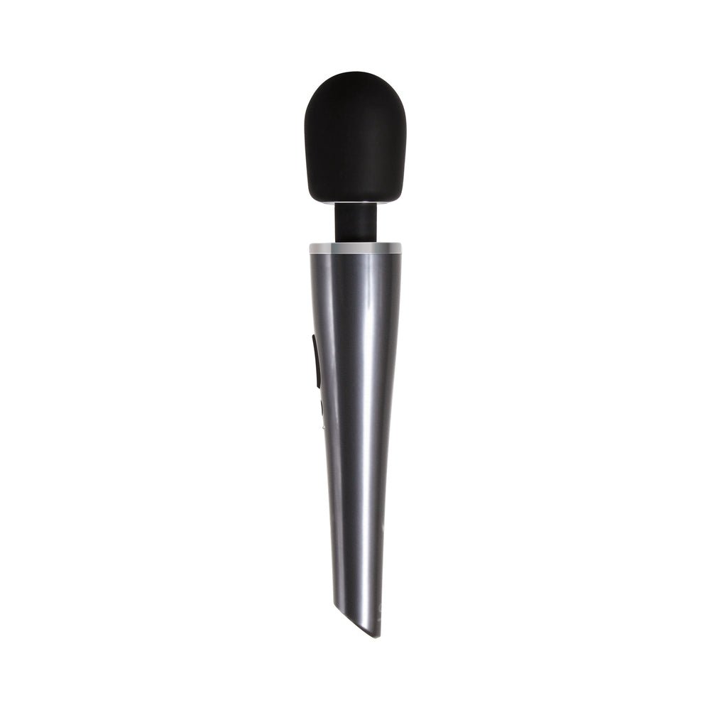 Evolved Mighty Metallic Wand Rechargeable Silicone Wand Vibrator Chrome/Black - Image 3