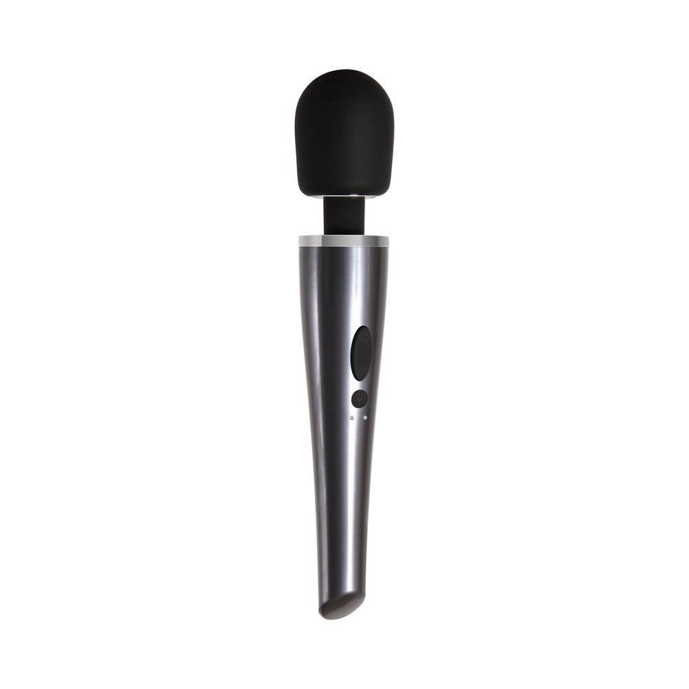 Evolved Mighty Metallic Wand Rechargeable Silicone Wand Vibrator Chrome/Black - Image 4