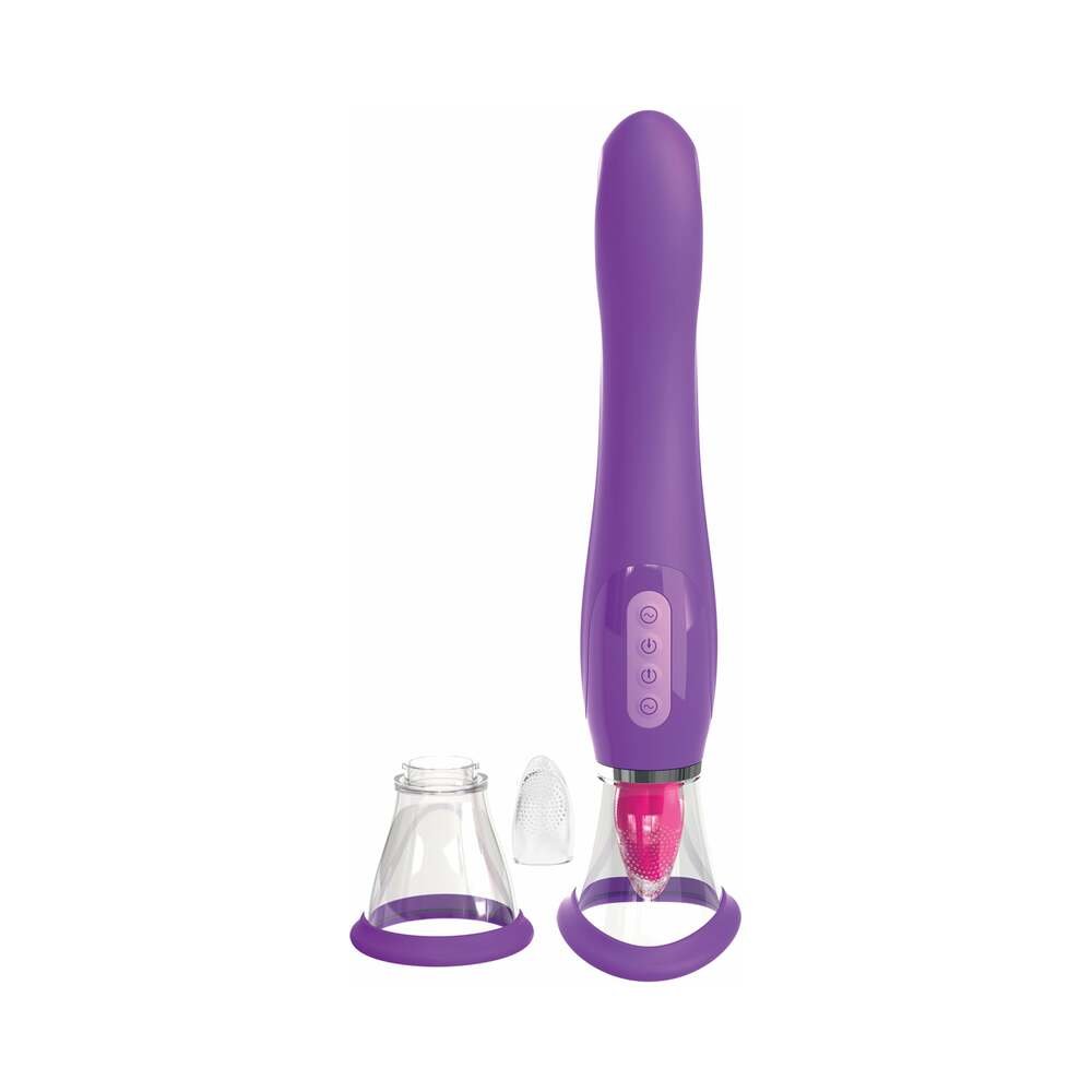 Fantasy For Her Her Ultimate Pleasure Dual-Ended Vibrator With Licking Suction Purple - Image 2