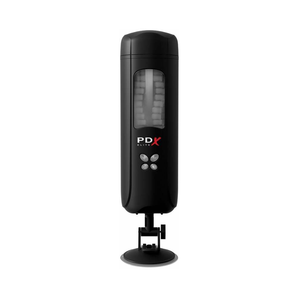 PDX Elite Ultimate Milker Gyrating Suction Stroker With Audio and Suction Cup Clear/Black - Image 3